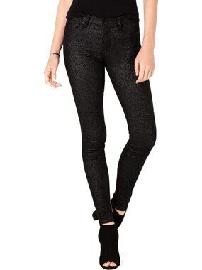 NWOT Hudson Jeans black glitter Barbara High Waist Super Skinny Ankle jeans, 27